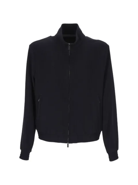Emporio Armani zip-up ribbed-trim jacket