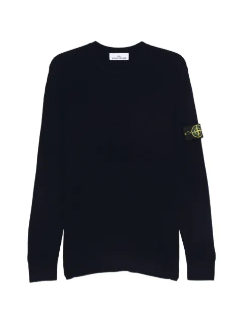 Stone Island 5100053 full-rib RWS-wool crewneck sweater with ribbed trims