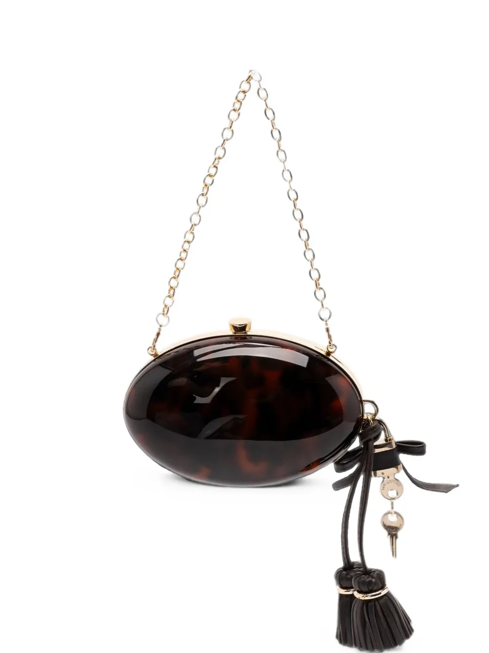 Self-Portrait tortoiseshell-effect clutch bag - Marrone