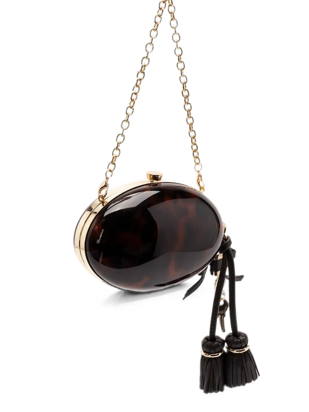 Self-Portrait Clutch met schildpadschild-effect en kwastje Bruin