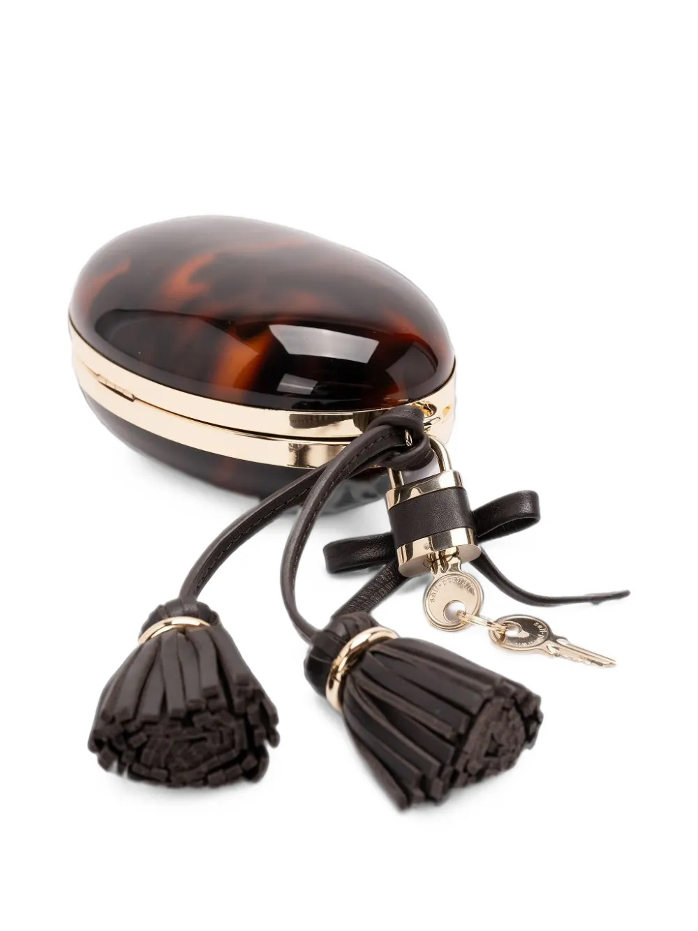 Self-Portrait Clutch met schildpadschild-effect en kwastje Bruin