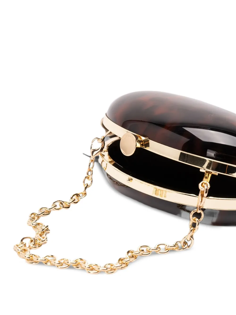 Self-Portrait Tortoiseshell-effect Tassel-detail Clutch Bag in Brown, view 4
