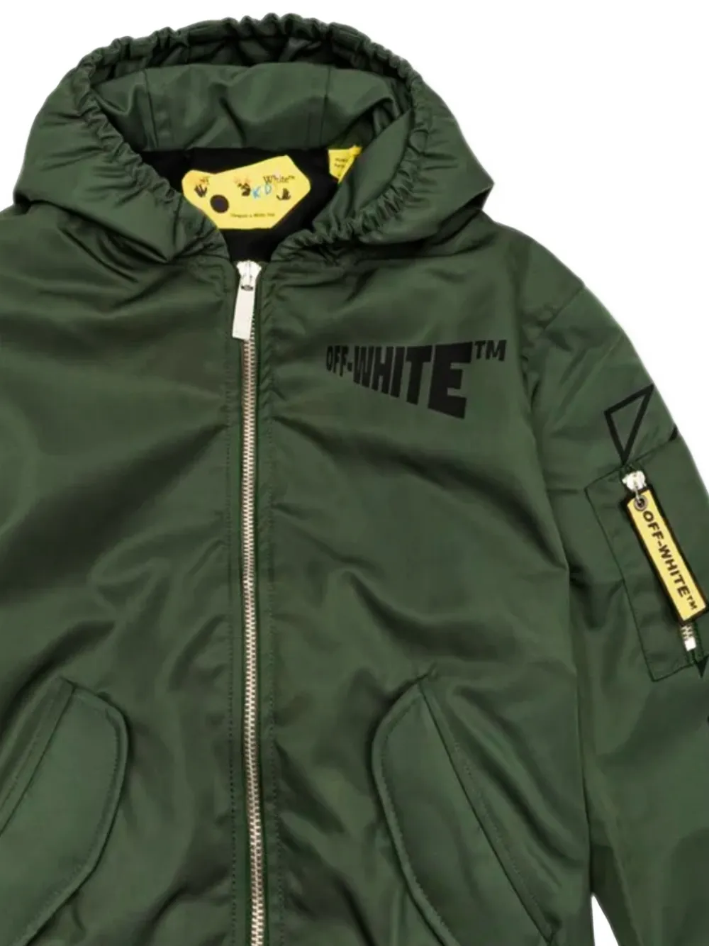 Off-White Kids Bomberjack met capuchon Groen