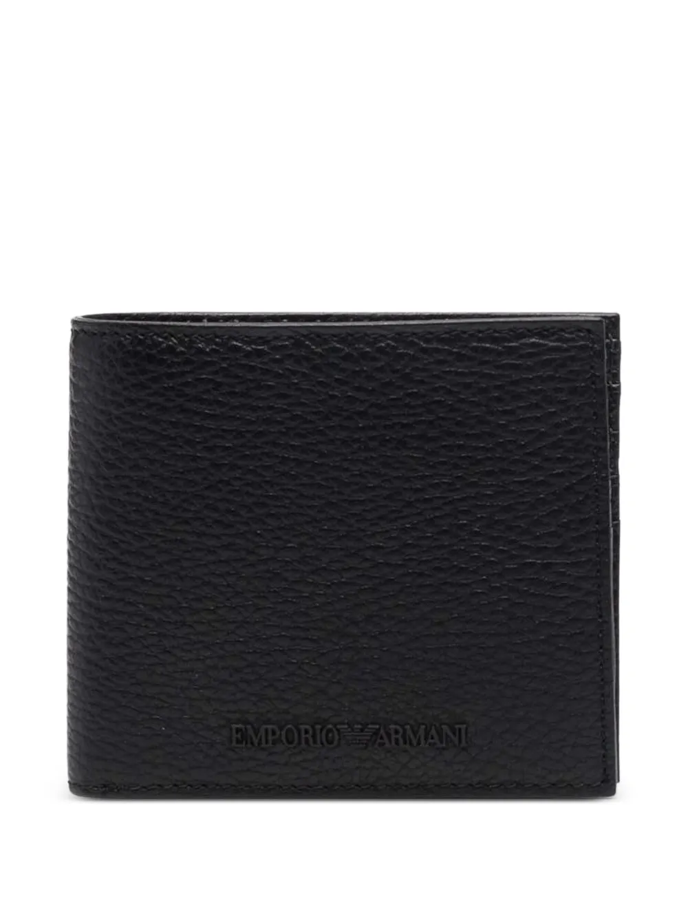 Emporio Armani logo-embossed grained leather wallet - Nero