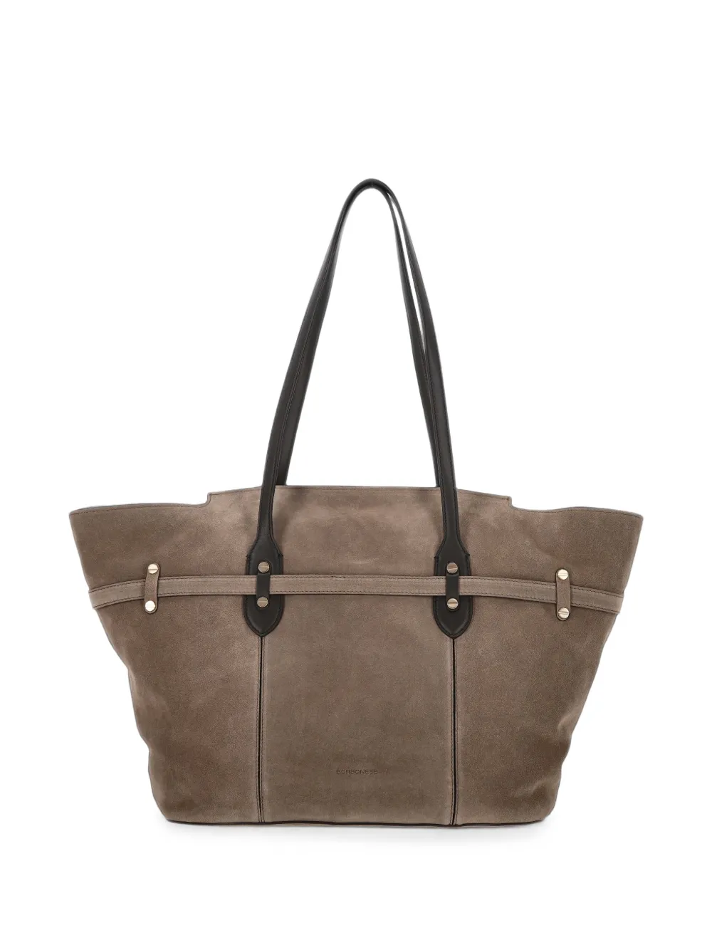 Borbonese Grote Premiere suède schoudertas met hangslotdetail Beige
