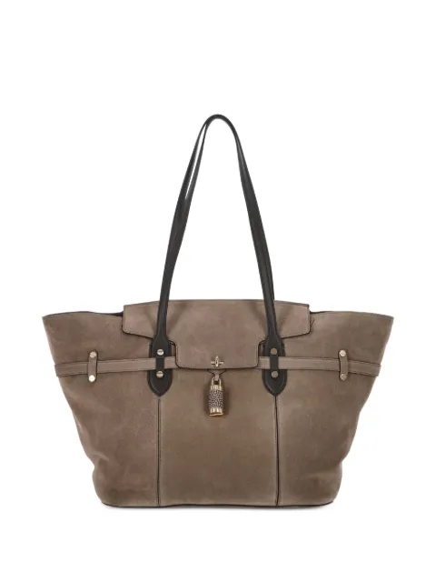 Borbonese large Premiere suede padlock-detail shoulder bag