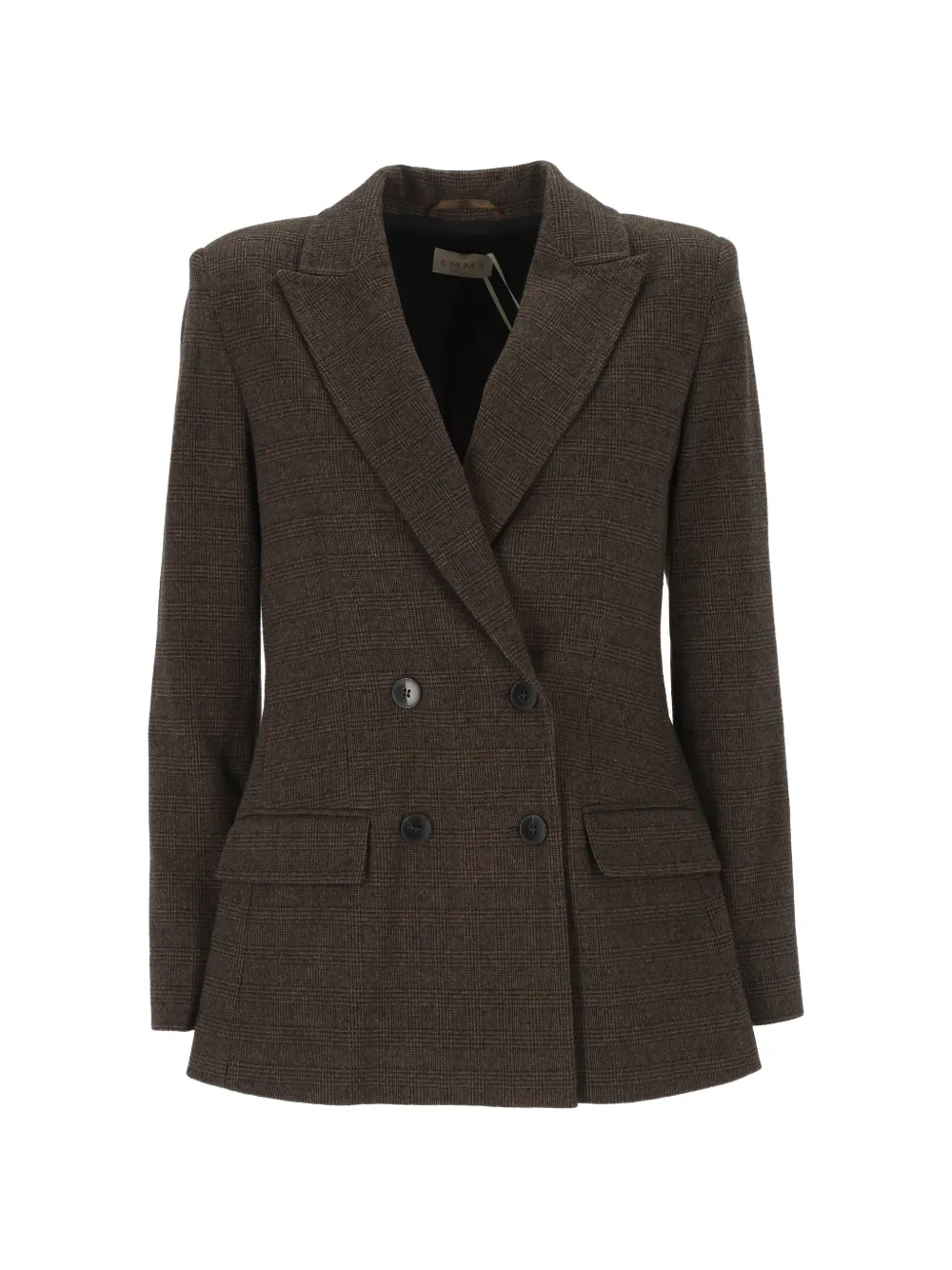 EMME Prince of Wales check double-breasted blazer - Braun