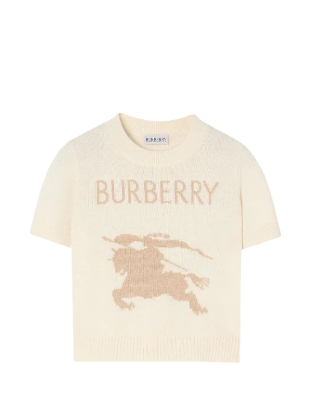 Burberry Kids logo-intarsia short-sleeve sweater - Toni neutri