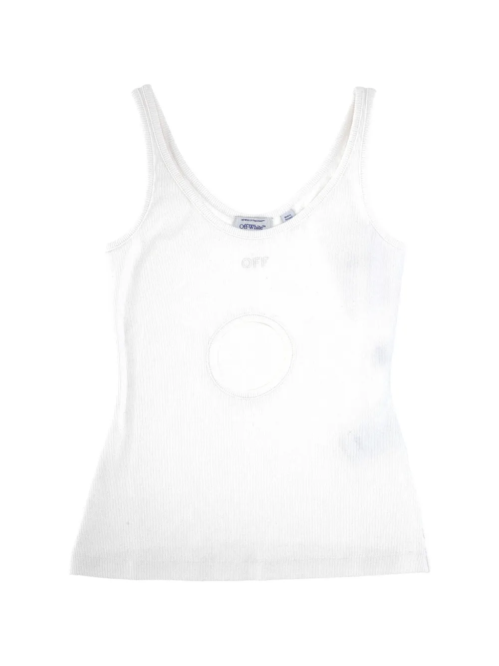 Off-White ribbed-knit cut-out top - Bianco