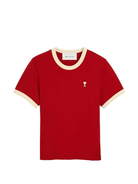 AMI Paris playera roja de algodón en contraste con motivo Ami de Coeur