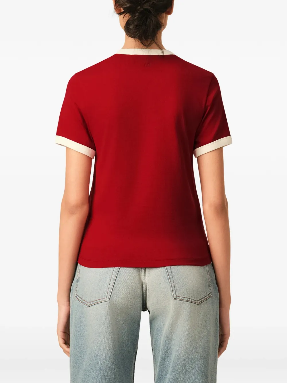 AMI Paris Contrasterend katoenen T-shirt met Ami de Coeur logo Rood