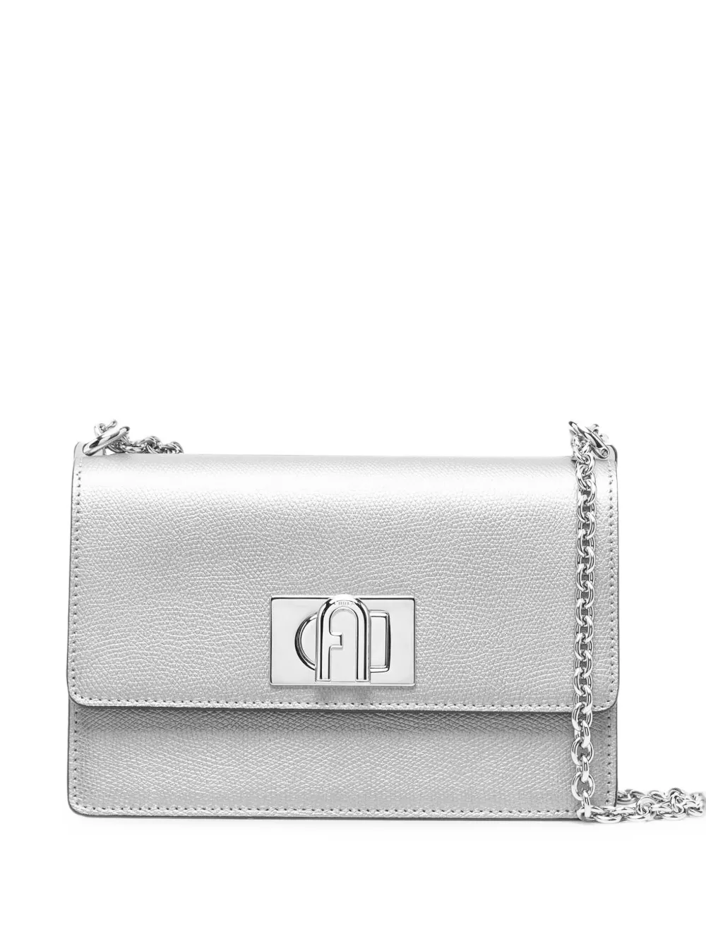 Furla logo-plaque leather shoulder bag - Argento
