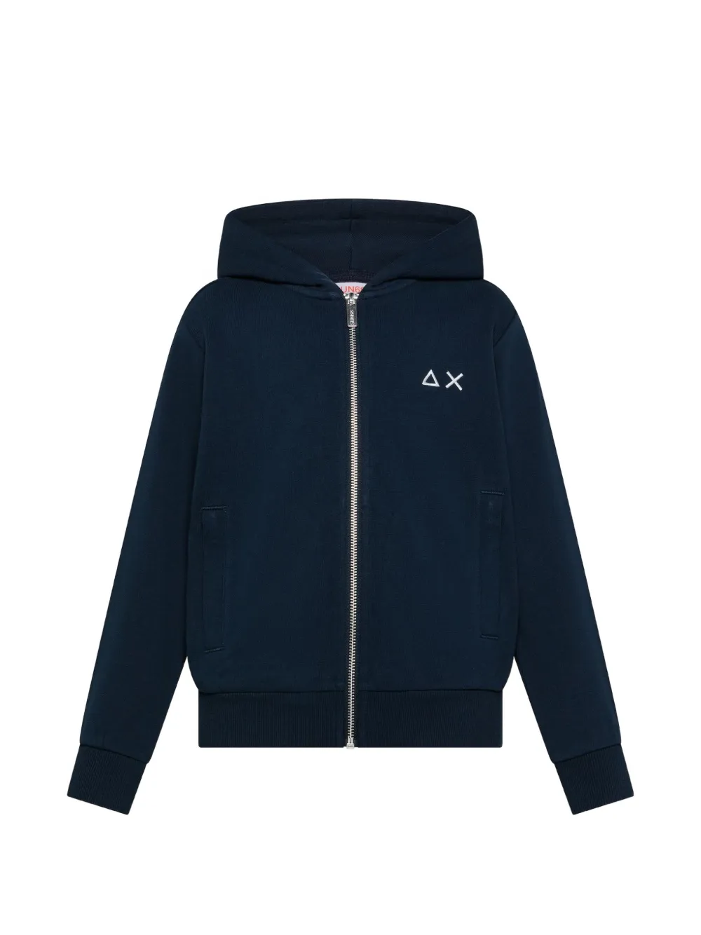SUN68 KIDS Hoodie met geborduurd logo en rits Blauw