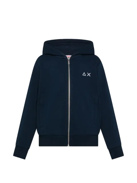 SUN68 KIDS logo-embroidered zip-up hoodie
