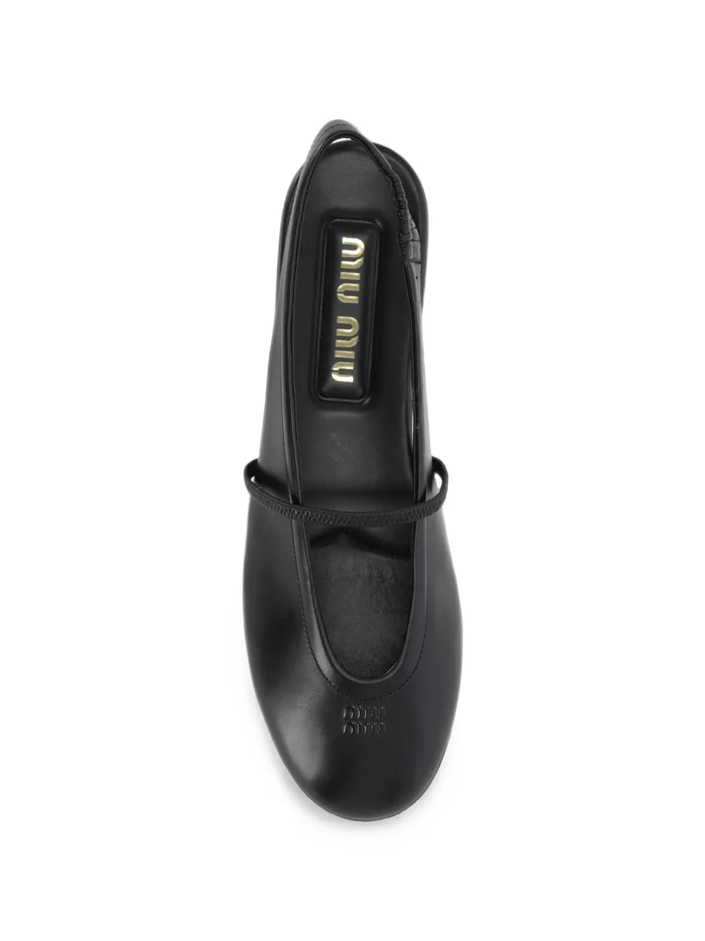 Miu Leren slingback ballerina's Zwart