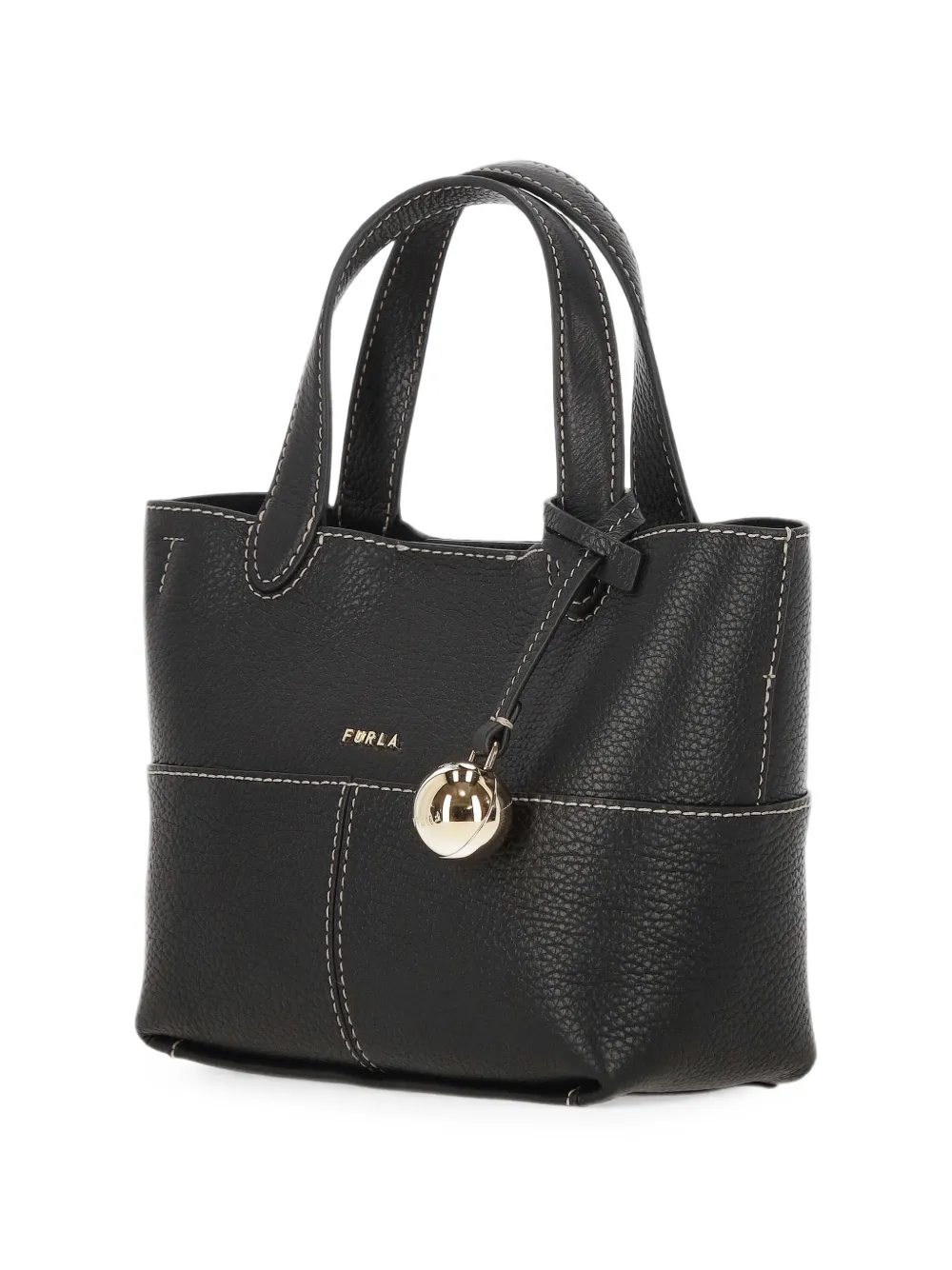 Furla Bewerkte leren shopper met contrasterend stiksel Zwart