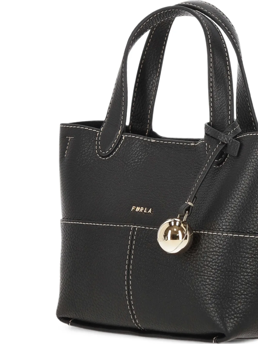 Furla Bewerkte leren shopper met contrasterend stiksel Zwart