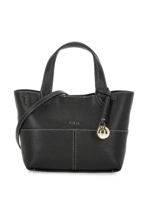Furla contrast-stitch pebbled leather tote bag