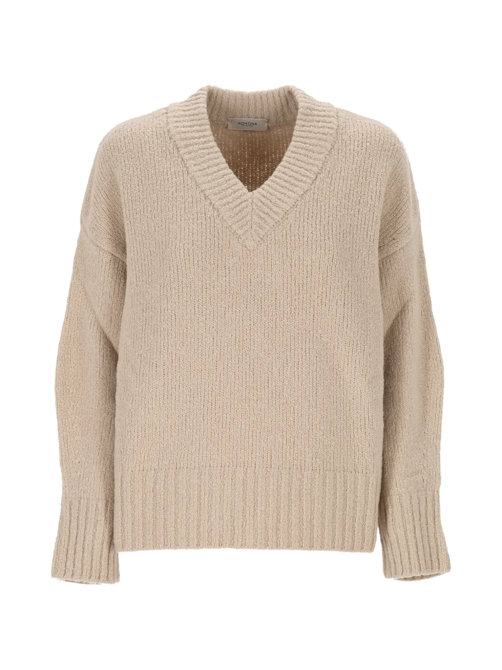 Agnona V-neck chunky-knit sweater - Nude