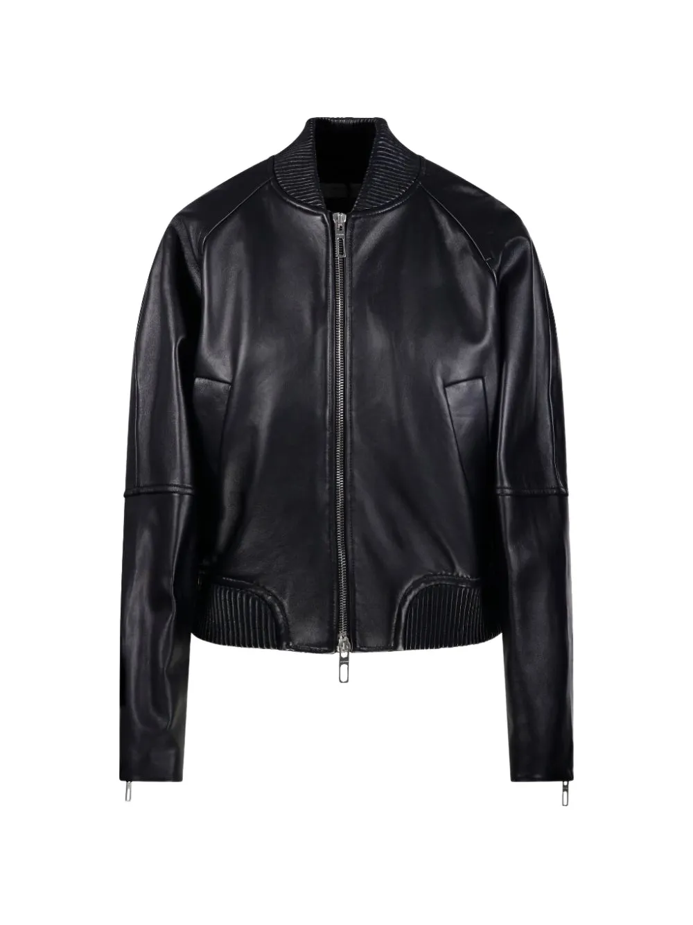 Sportmax Zip-up Leather Jacket In Schwarz