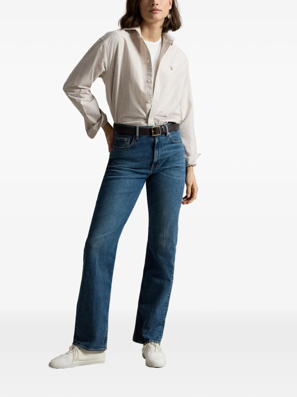 Polo Ralph Lauren Oxford katoenen blouse met relaxed-fit Beige