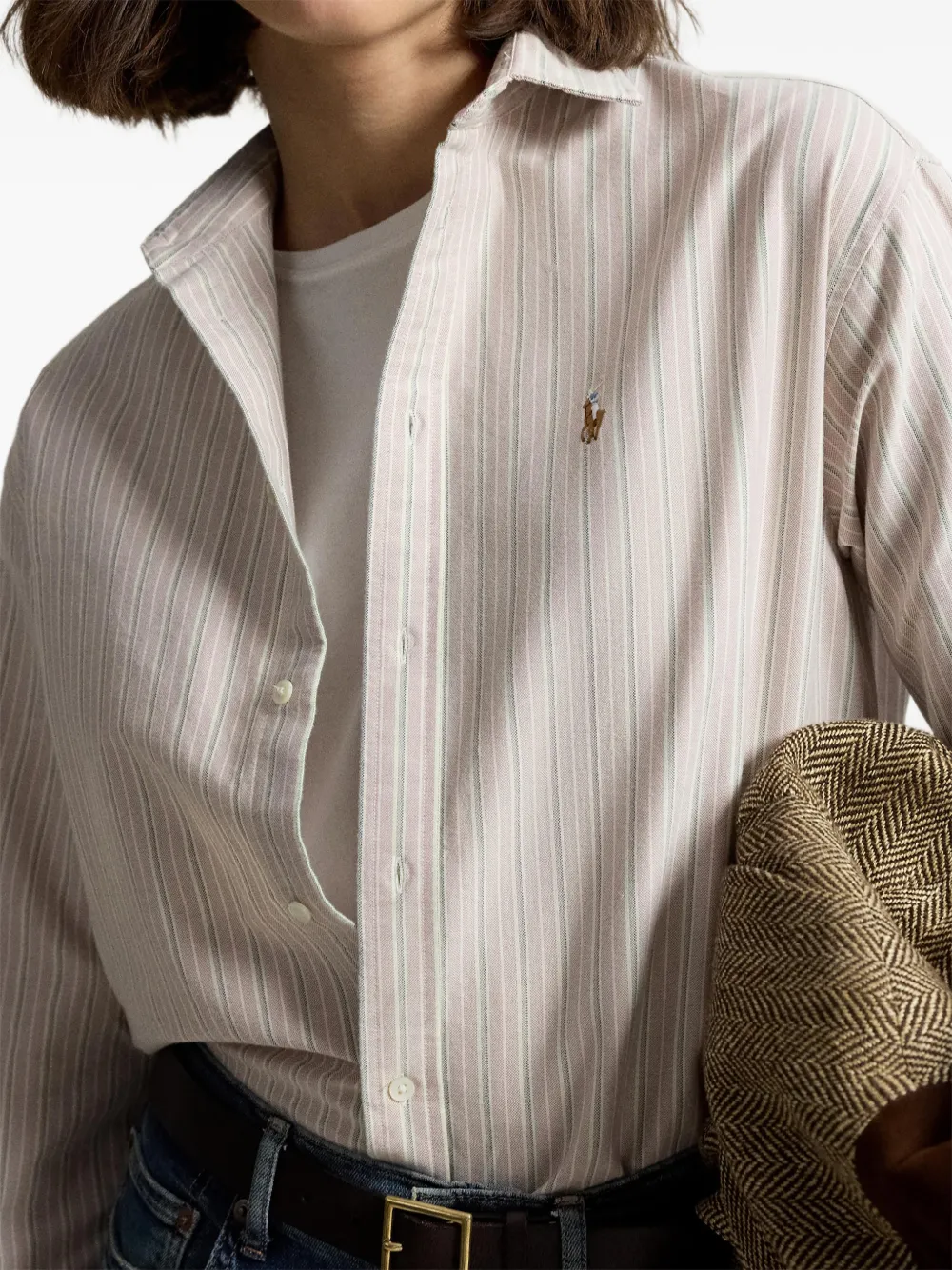 Polo Ralph Lauren Oxford katoenen blouse met relaxed-fit Beige