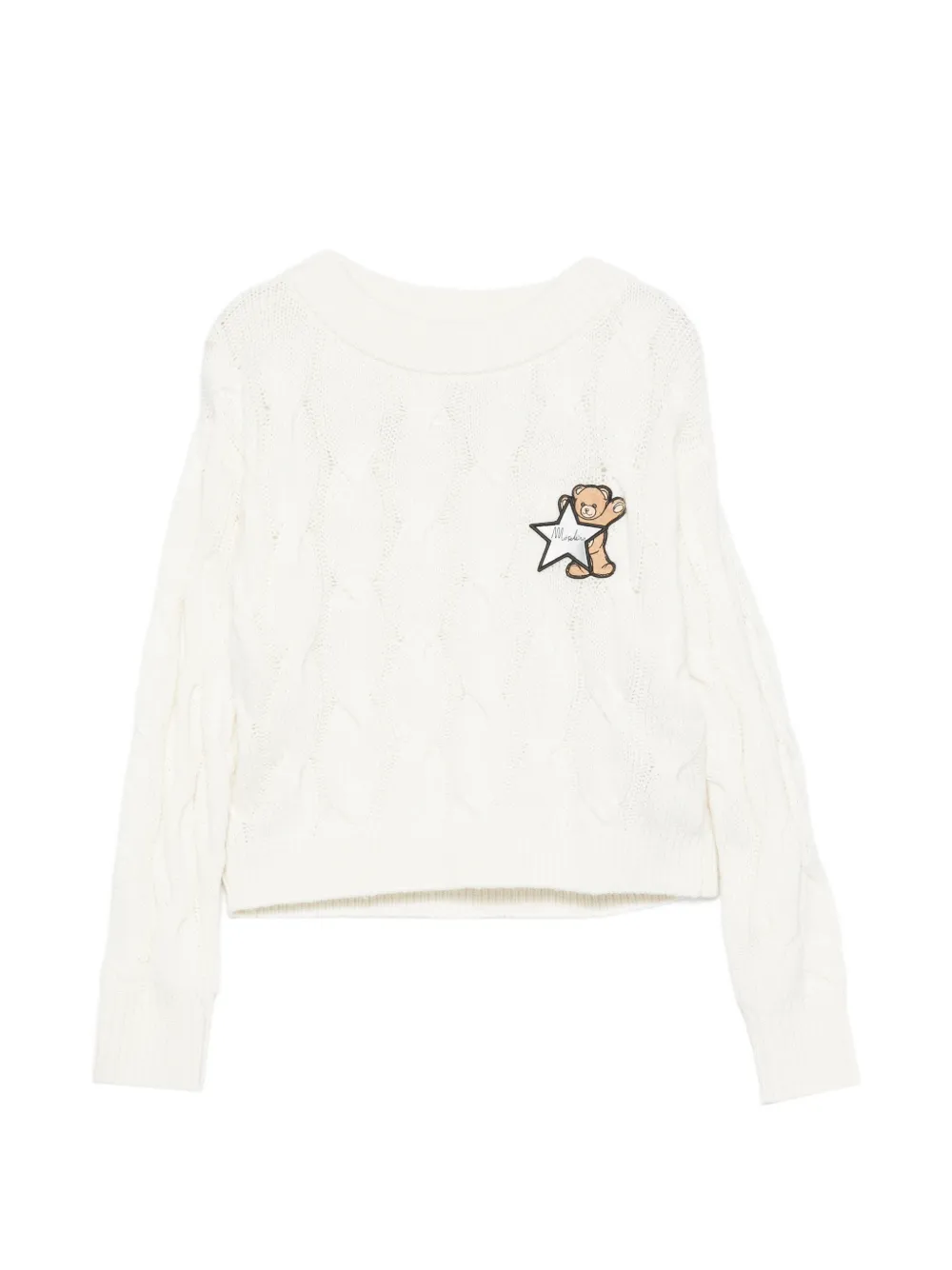 Moschino Kids Teddy Bear cable-knit sweater - Bianco