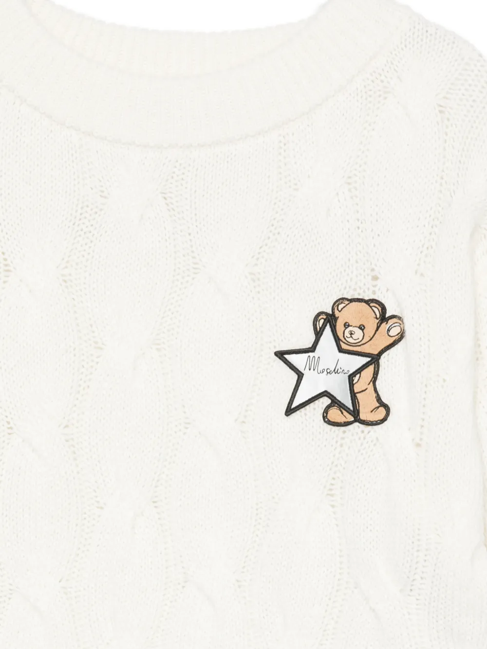 Moschino Kids Teddy Bear kabelgebreide trui Wit