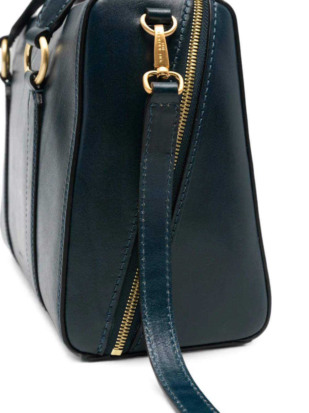 The Bridge Leren shopper met logo Blauw