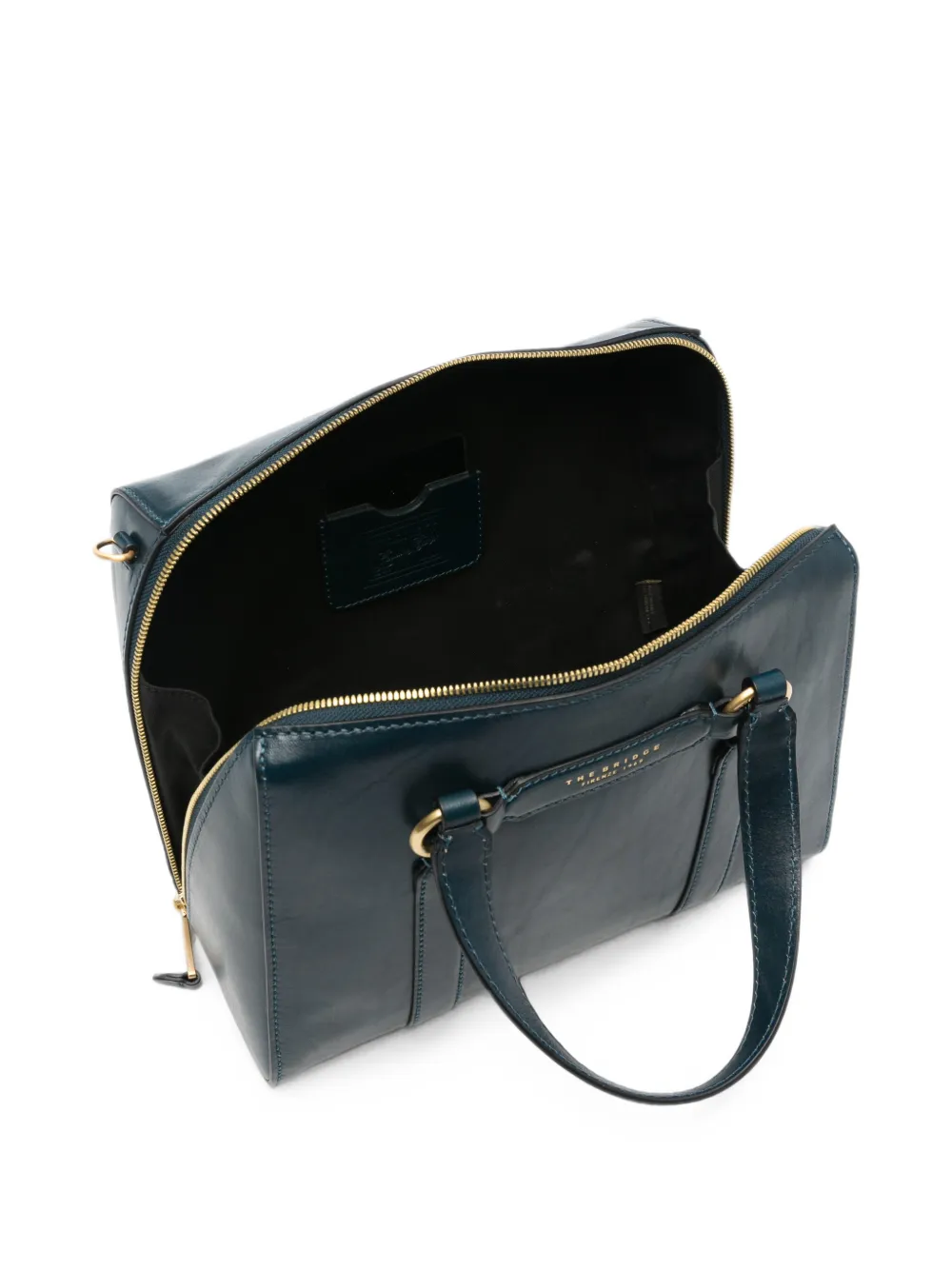 The Bridge Leren shopper met logo Blauw