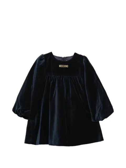 Moschino Kids kort kjole i velour med broderet logo