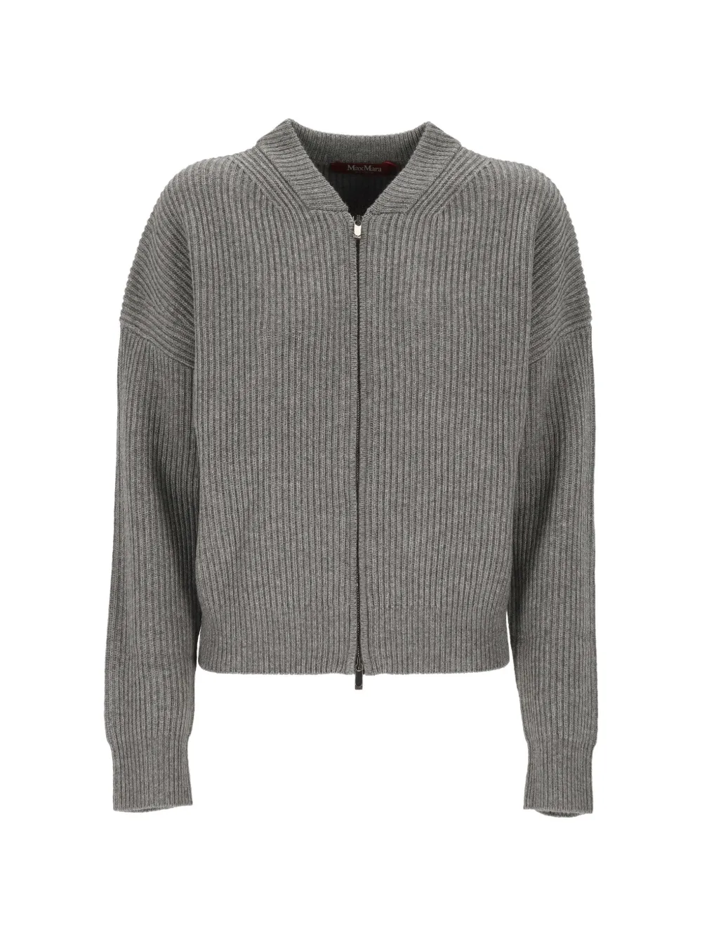 Max Mara ribbed-knit zip-up cardigan - Grigio