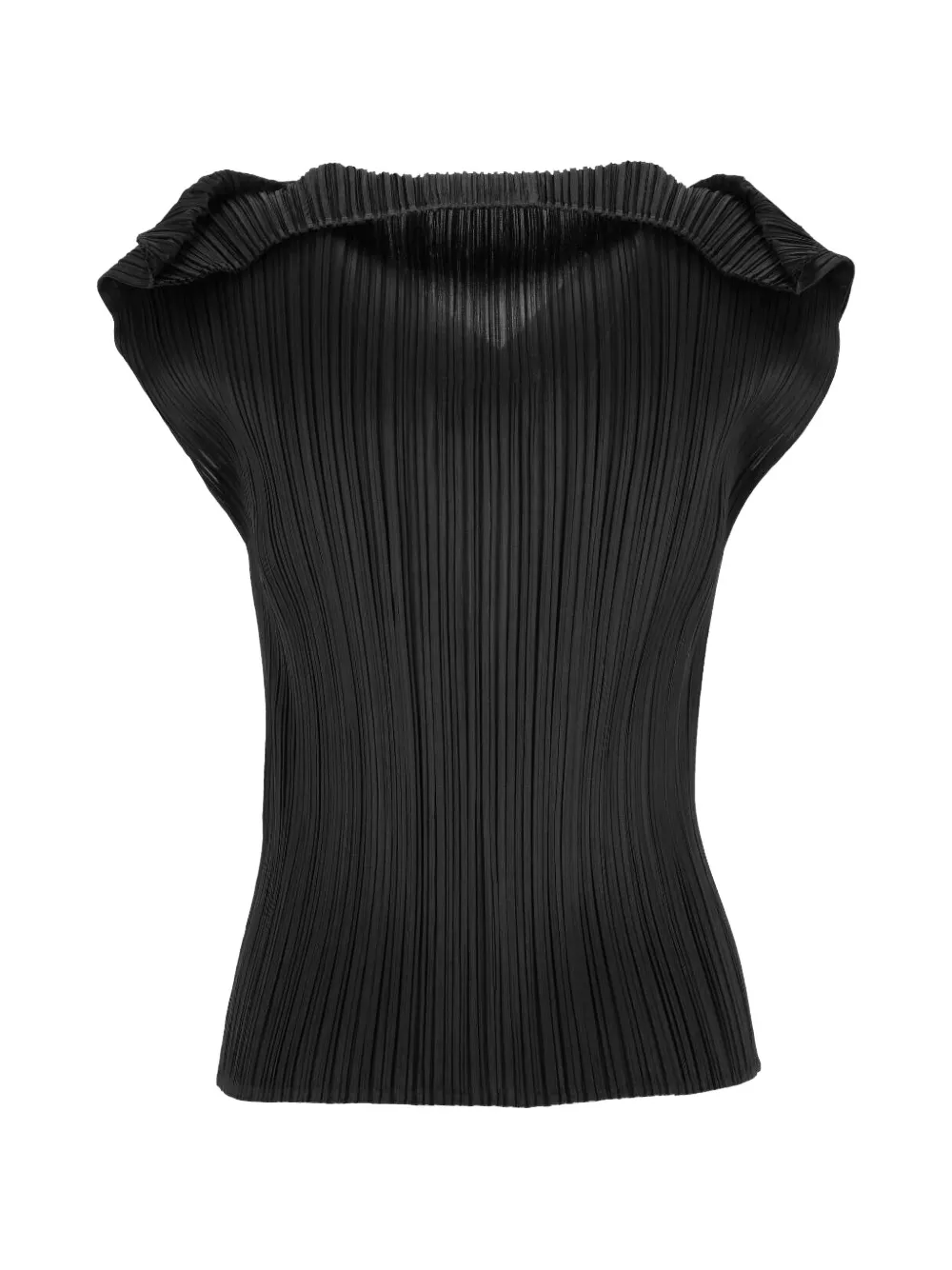 Pleats Please Issey Miyake Geplooid T-shirt met gespreide kraag Zwart