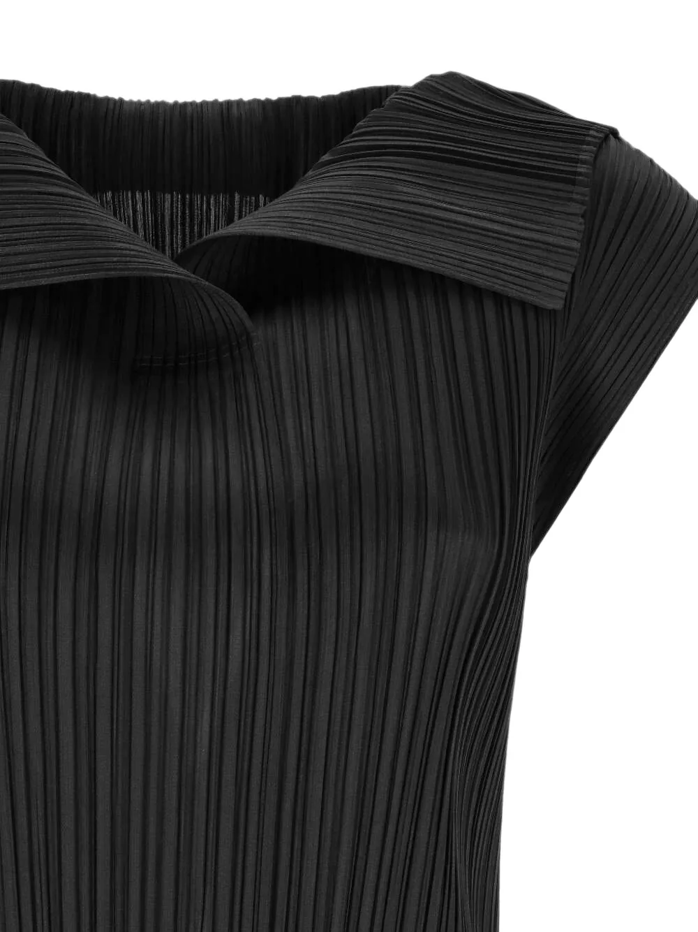 Pleats Please Issey Miyake Geplooid T-shirt met gespreide kraag Zwart