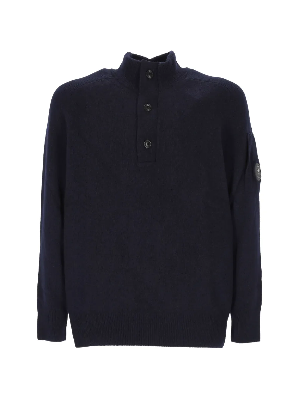 C.P. Company lambswool half button Lens sweater - Blu