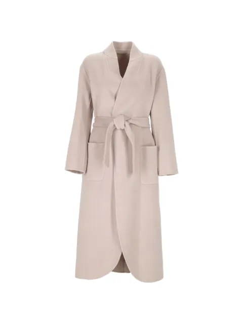 Purotatto belted shawl-collar coat