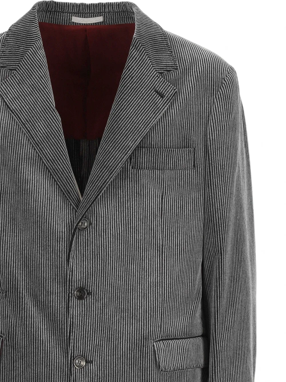 Brunello Cucinelli Ribfluwelen blazer met enkele rij knopen Grijs