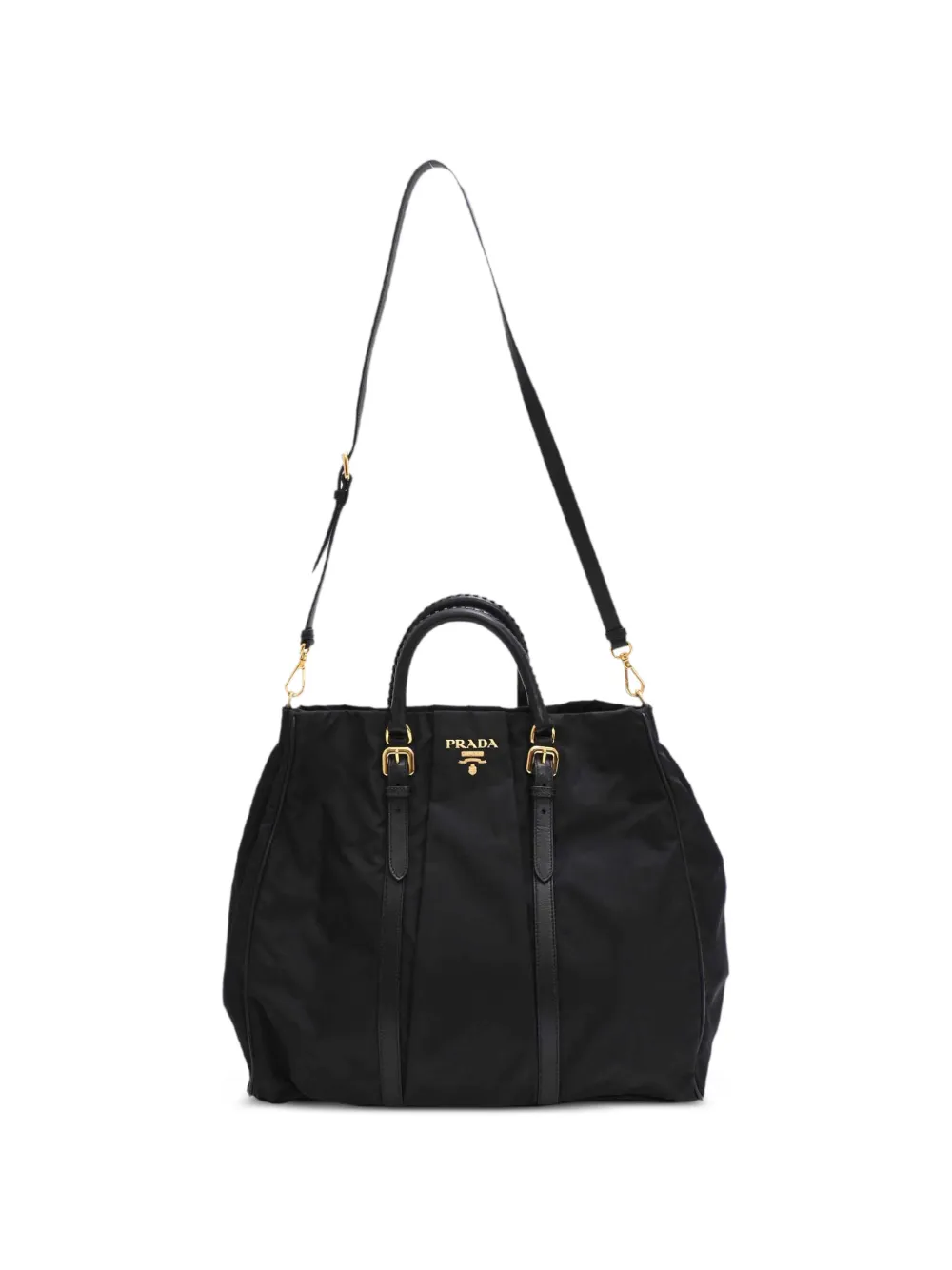 Prada Pre-Owned Borsa a spalla in tessuto con manico intrecciato - Nero