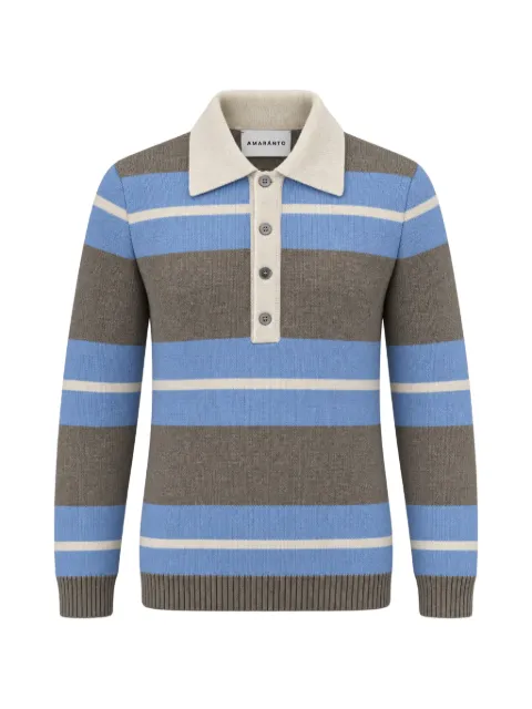AMARANTO  striped polo-collar sweater