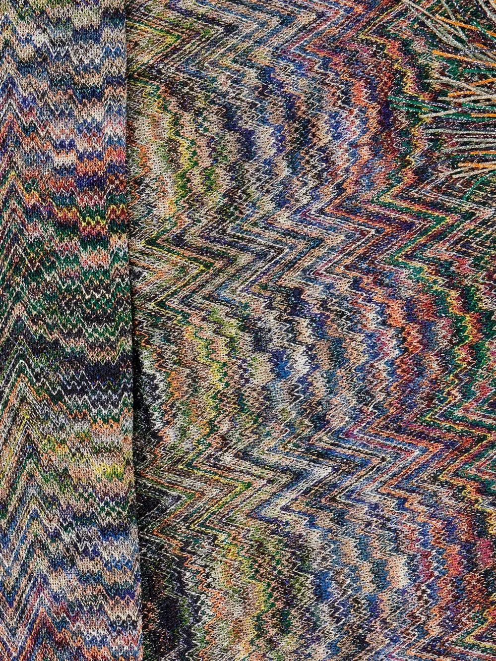 Missoni Sjaal met franje en zigzagprint Blauw