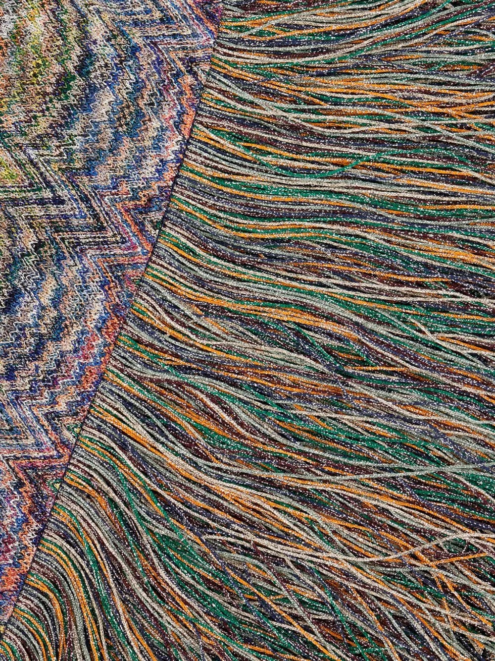 Missoni Sjaal met franje en zigzagprint Blauw