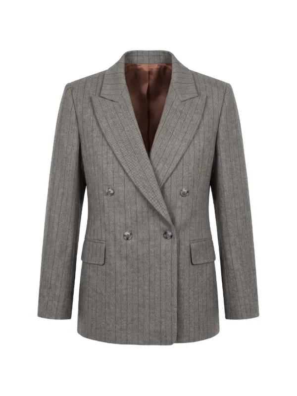 Paul Smith Grey 'chalk Stripe' Relaxed Double-breasted Blazer