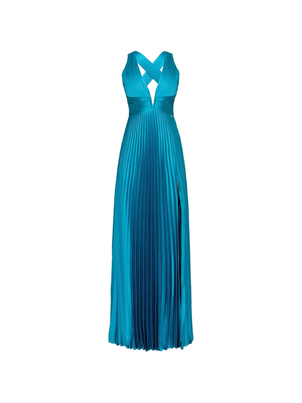 NISSA pleated satin maxi dress - Blu