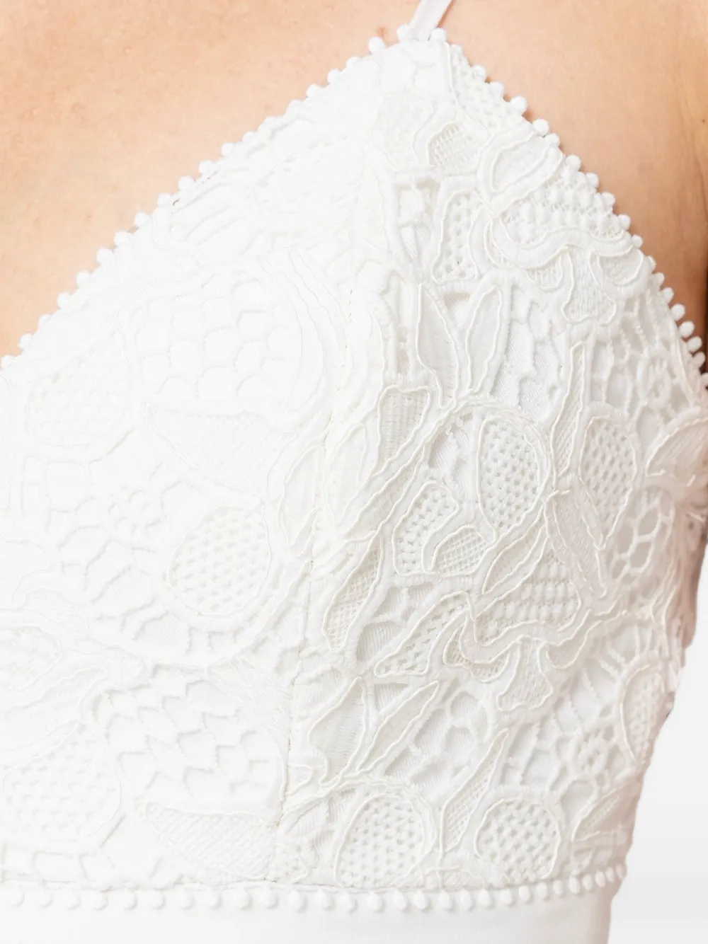 NISSA Zijden midi-jurk met geborduurde bloemen Wit