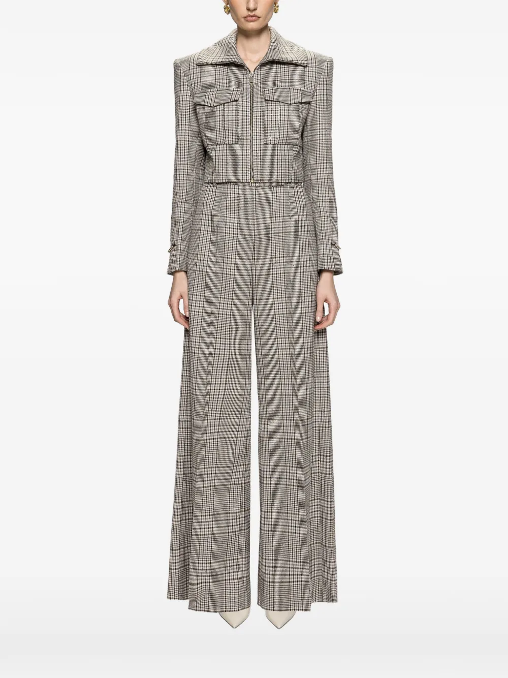 NISSA checked cropped jacket - Grigio