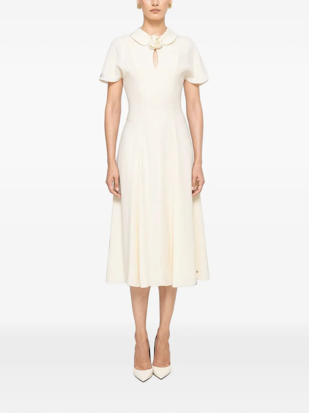 NISSA Midi-jurk met bloemdetail Beige