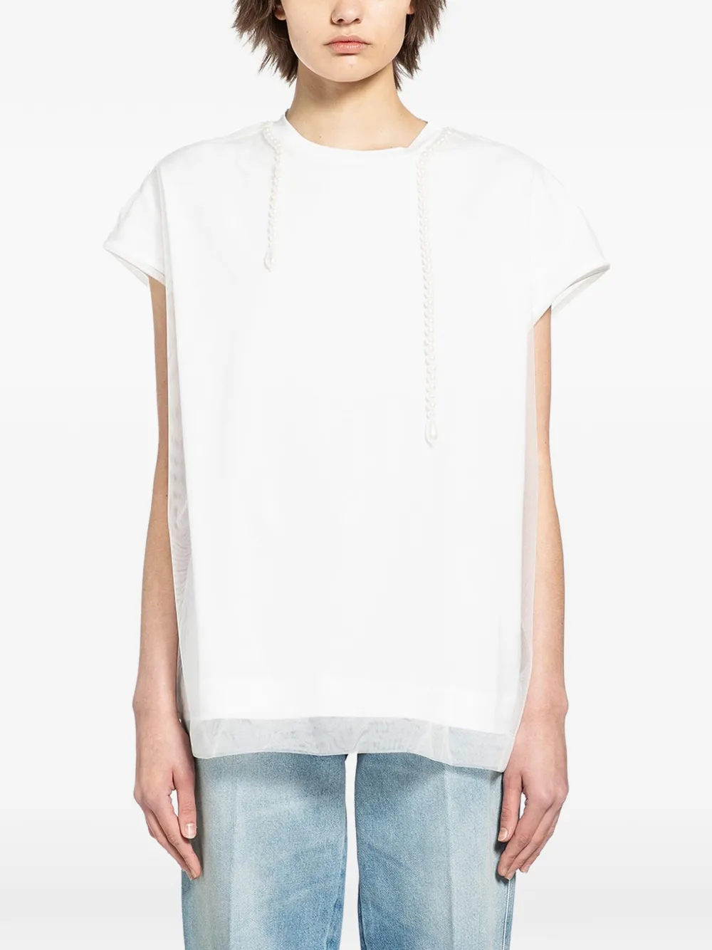 Simone Rocha pearl-embellished layered T-shirt - Weiß