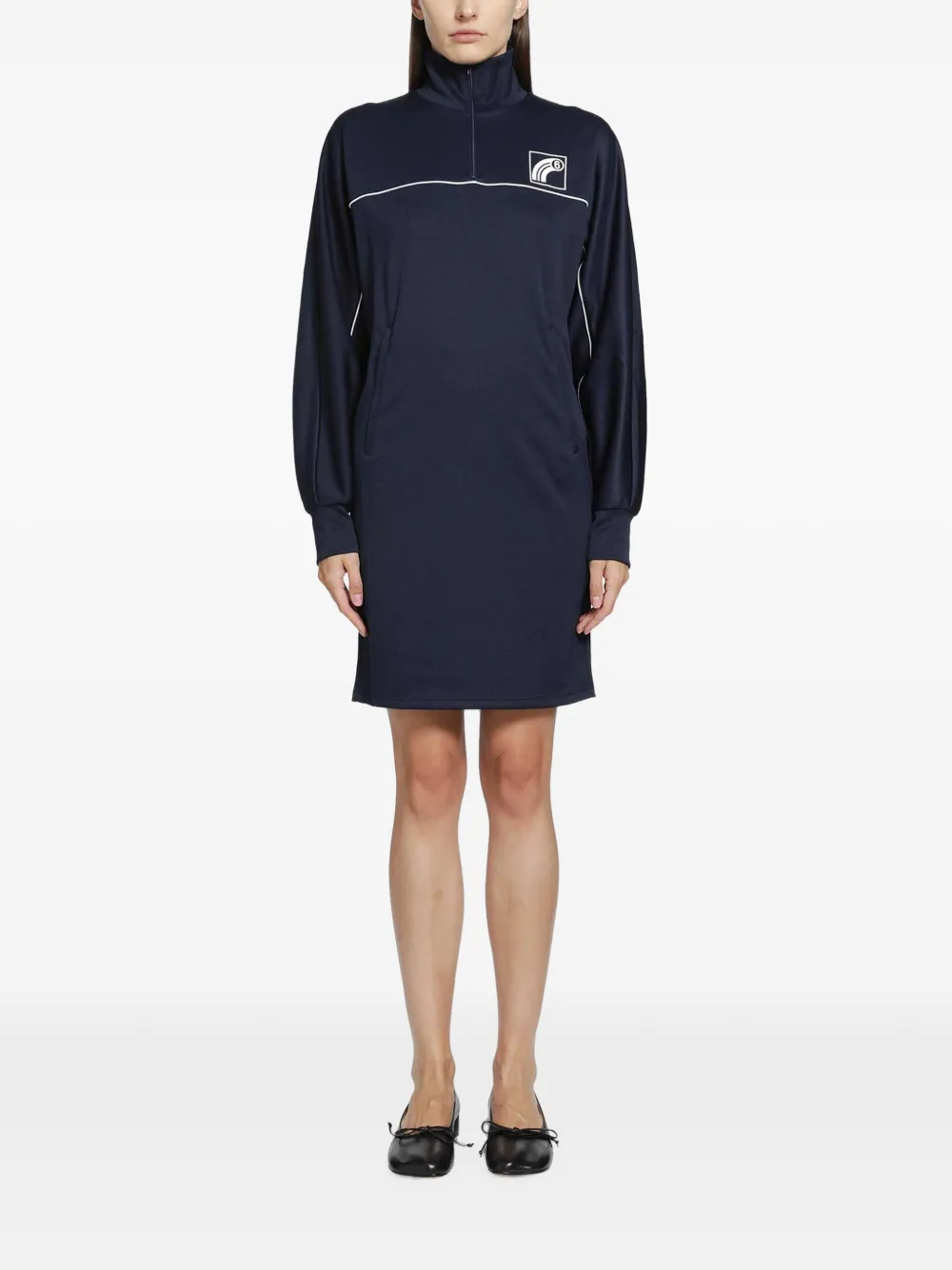 MM6 Maison Margiela piped logo-print mini dress - Blu