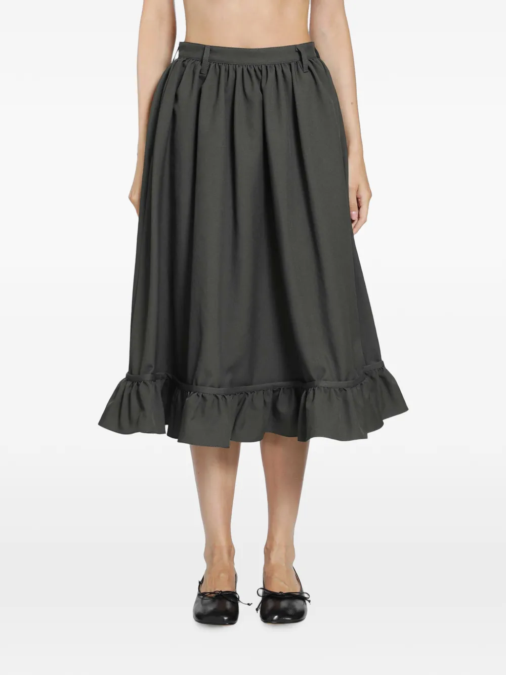 MM6 Maison Margiela gathered ruffled midi skirt - Grigio