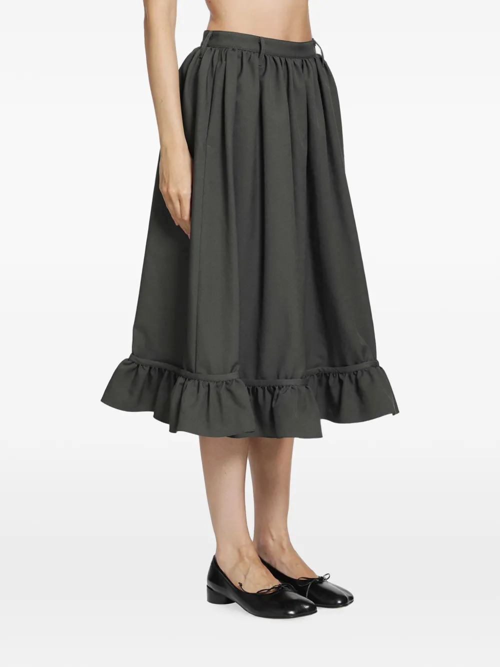 MM6 Maison Margiela Gesmockte midi-rok met ruches Grijs